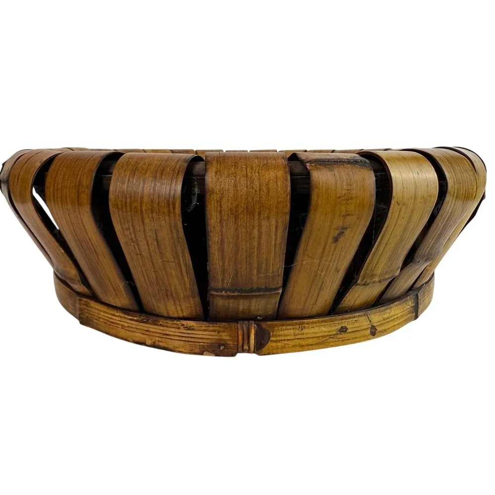 Large Rattan Bamboo Round‎ Basket Tray Centerpiece Serving Bowl Boho Decor - Picture 5 of 12